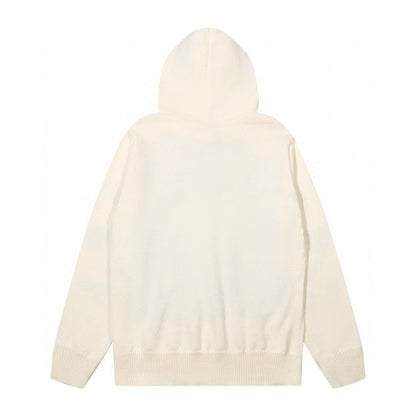 Hooded wheat ear jacquard knitted sweater