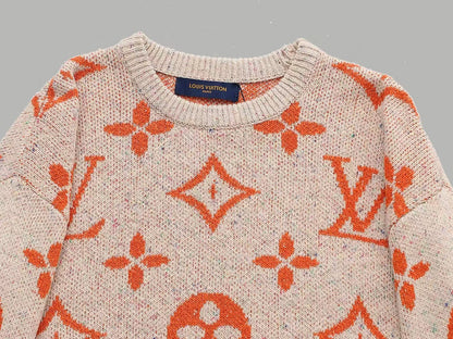 Full printed irregular cashmere blended wool sweater