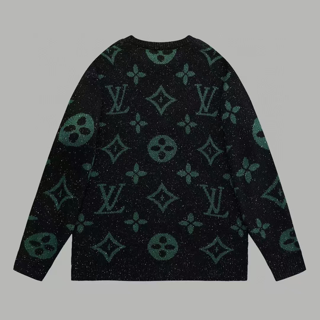 Full printed irregular cashmere blended wool sweater