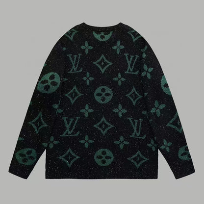 Full printed irregular cashmere blended wool sweater