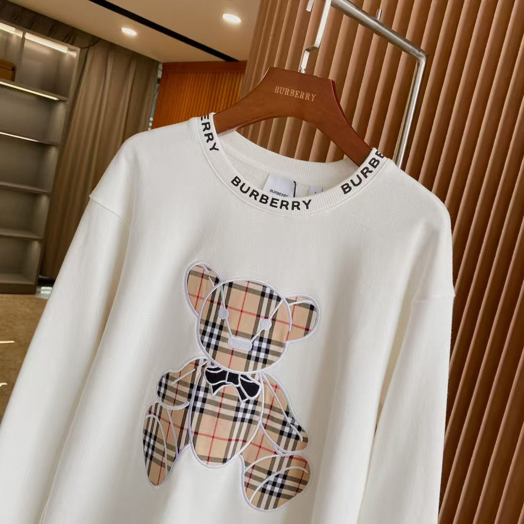 Embroidered checkered cotton loose hoodie