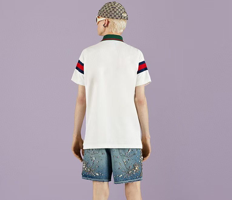 Collar woven short sleeved polo shirt