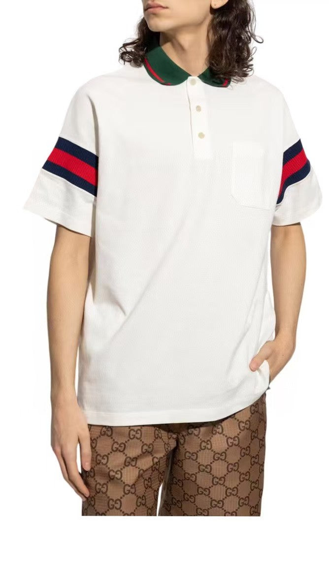 Collar woven short sleeved polo shirt