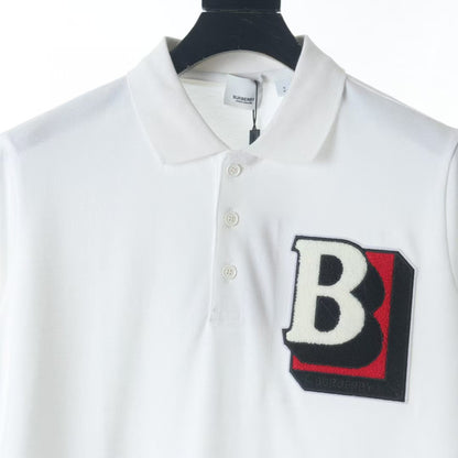 Towel embroidered three-dimensional letter short sleeved polo shirt