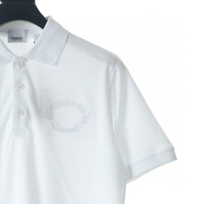 Embroidered wheat ear short sleeved polo shirt on chest