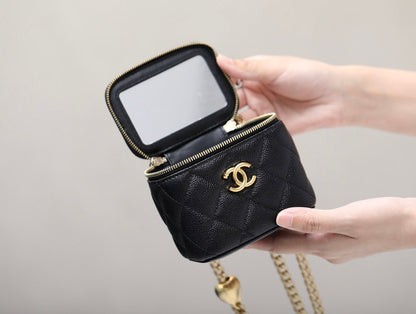 Black handle small card holder mini handle chain bag