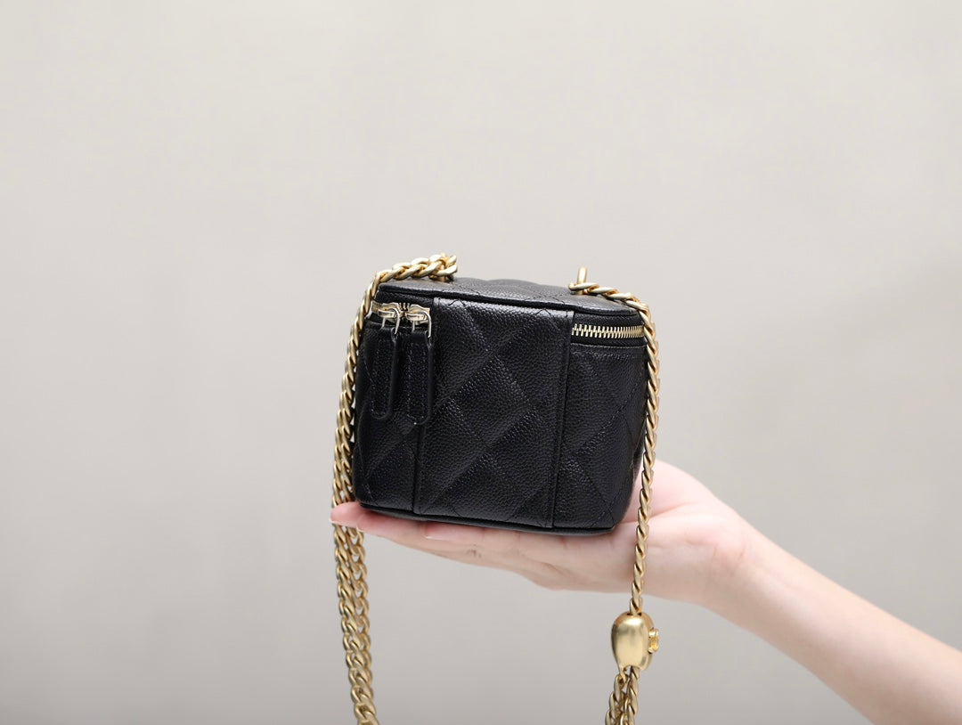 Black handle small card holder mini handle chain bag