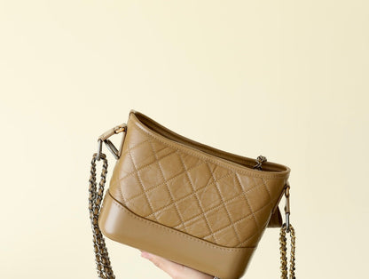 Gabrielle Hobo Quilted Aged Calfskin Small apricot