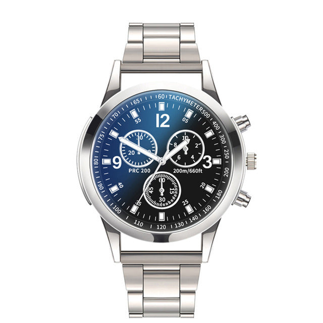 Men's Stainless Steel Round Dial Casual Wristwatch