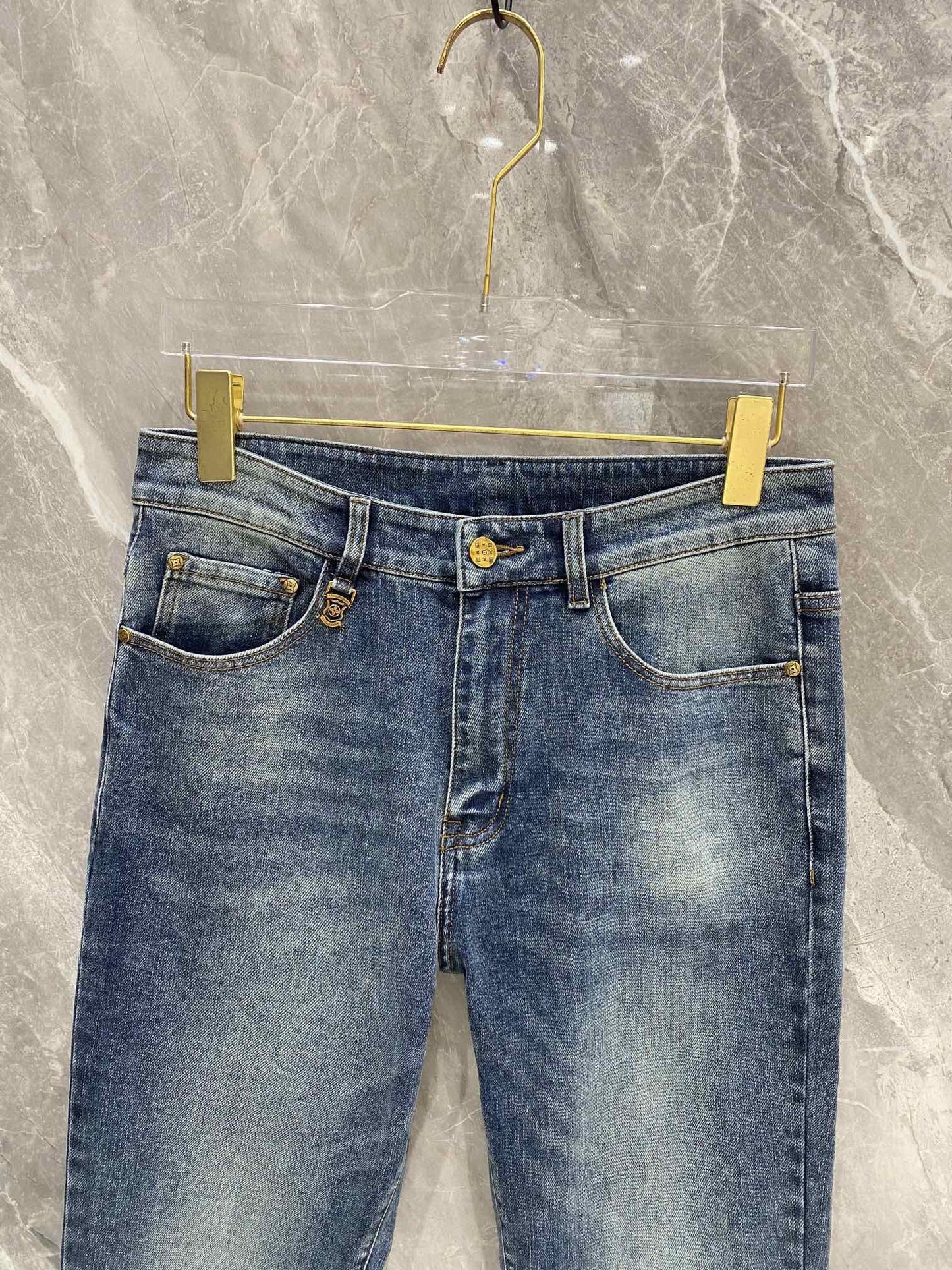 24SS Multifunction back pocket letter jeans