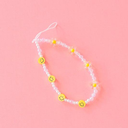 LMSS® WRISTLET / PHONE CHARM - Yellow Daisies and Smileys