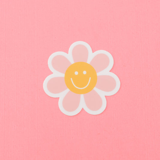 LMSS® STICKER - FLOWER PETALS SMILEY (pink petals / yellow smiley center)