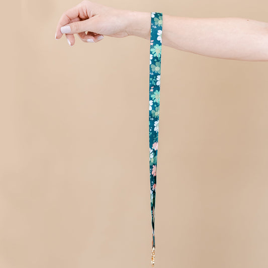 LMSS® LANYARD - Emerald Green w/ Mint Florals