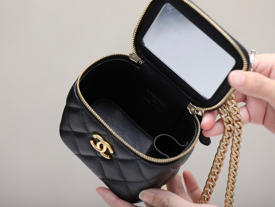 Black handle small card holder mini handle chain bag