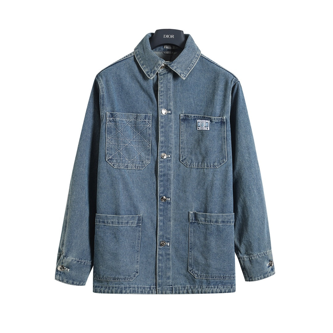 24FW Cannage Embroidered Denim Jacket