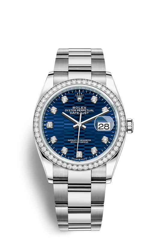 DATE-Steel,-white gold and diamonds-36mm Watch