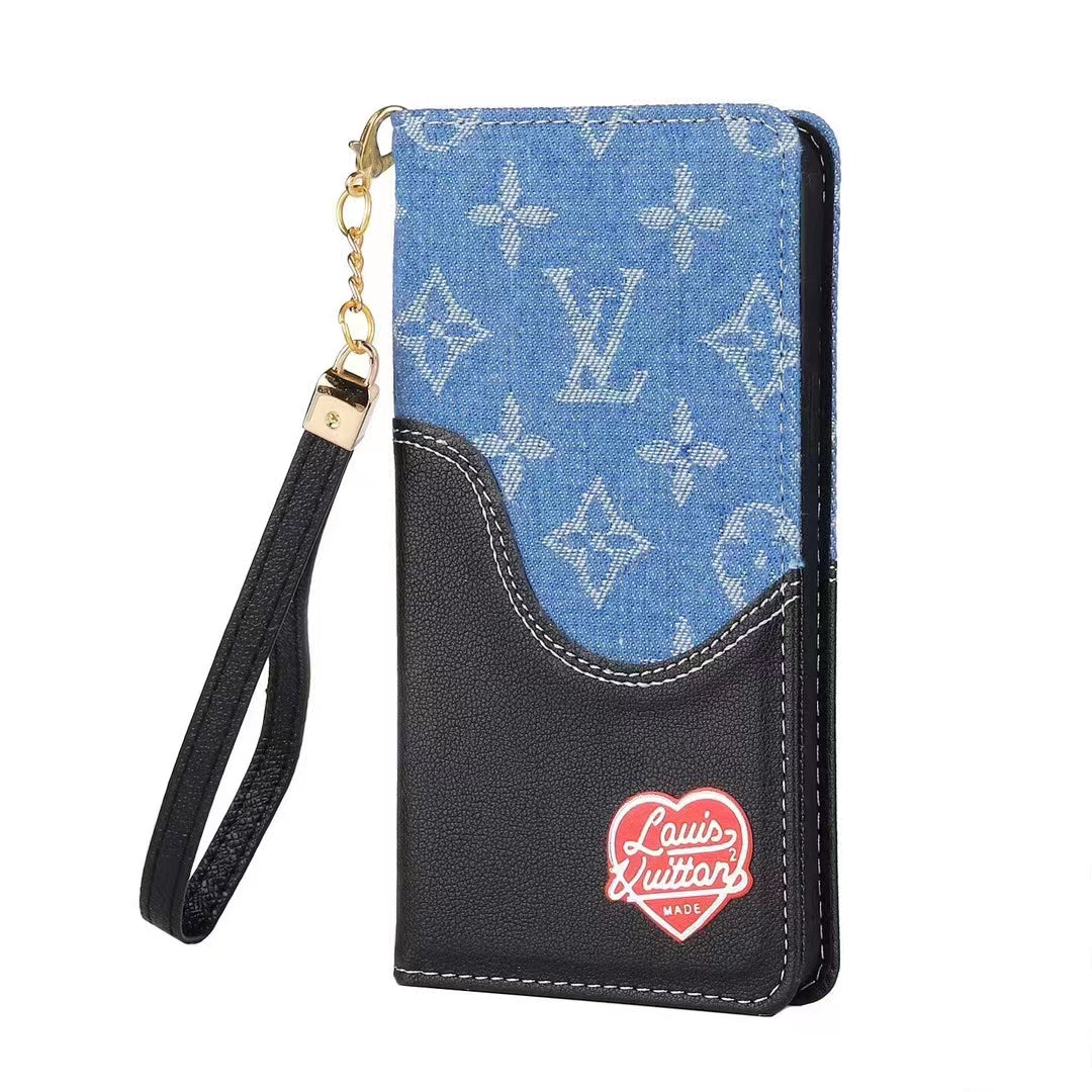 Luxury Denim Leather Wallet Card Holder Filp Case For iPhone