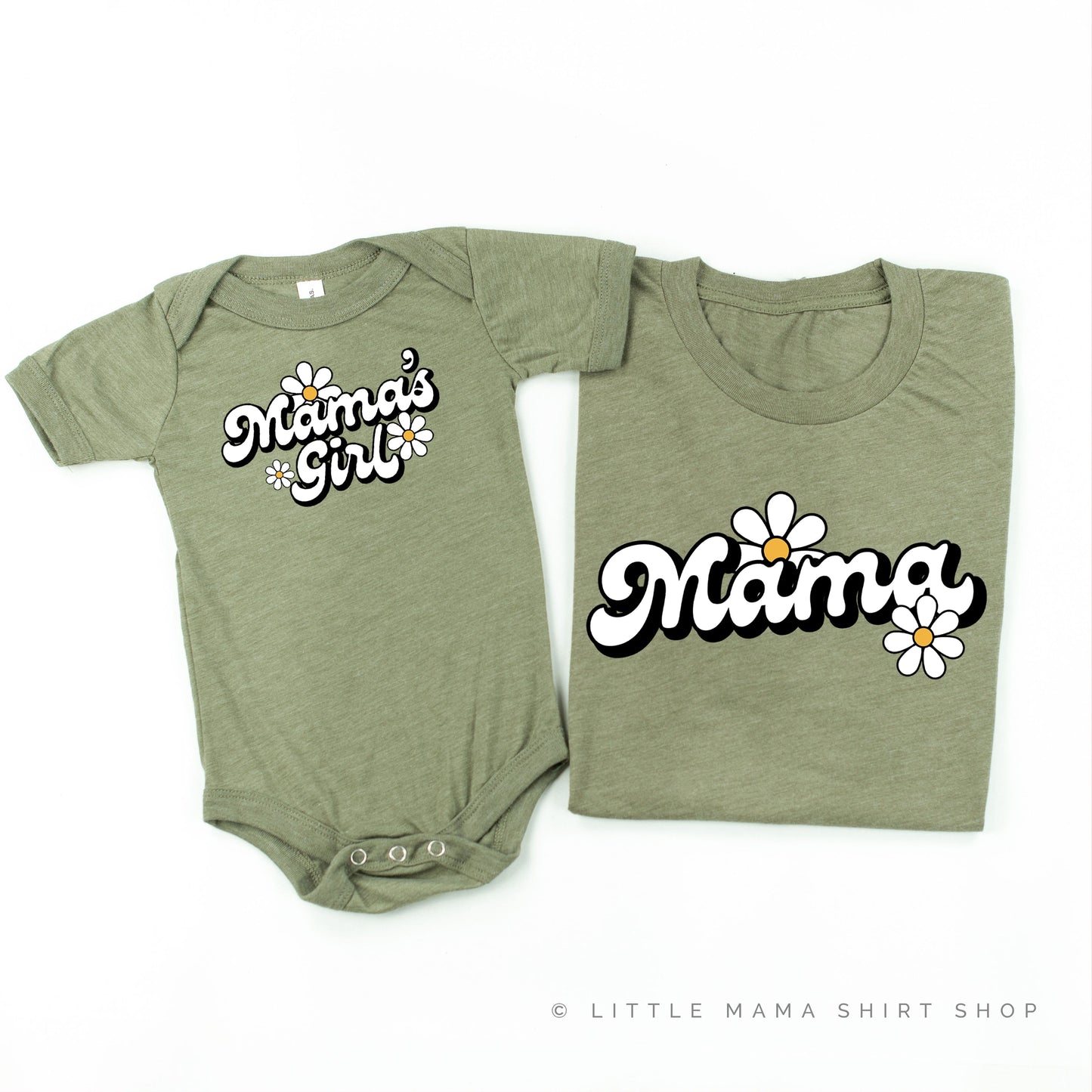 DAISY - MAMA / MAMA'S GIRL - w/ Full Daisies on Back - Set of 2 Matching Shirts