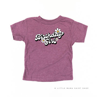 DAISY - BIRTHDAY GIRL - w/ Full Daisy on Back - Short Sleeve Child Shirt