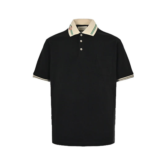 Polo Short Sleeve with Double G Embroidery on Classic Neckline