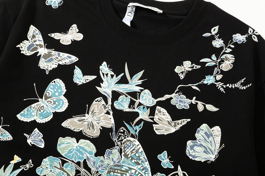 Floral Butterfly Print T shirt