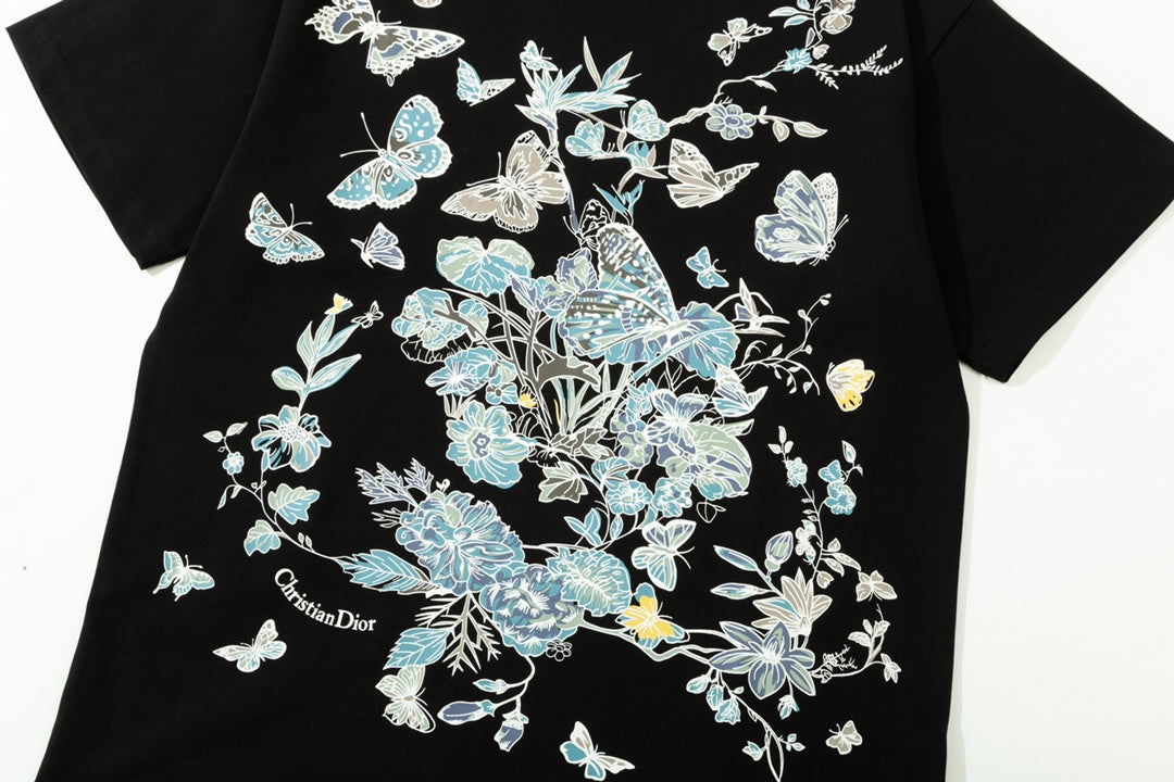 Floral Butterfly Print T shirt