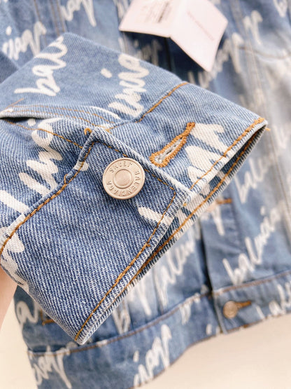 All-Over Lettering Denim Jacket