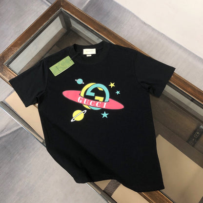 Cartoon Saturn Print T Shirt