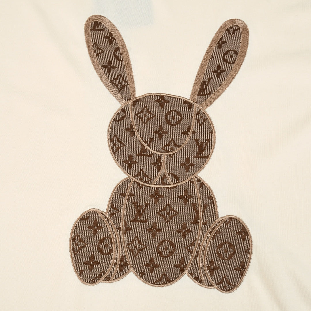 Summer new style patch embroidered rabbit short sleeves