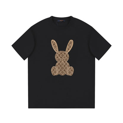 Summer new style patch embroidered rabbit short sleeves