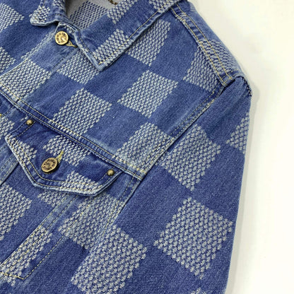 0717 Classic plaid style denim suit