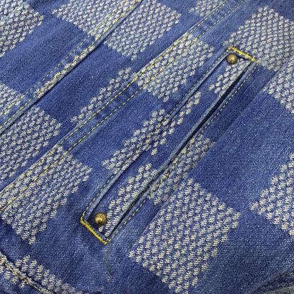 0717 Classic plaid style denim suit