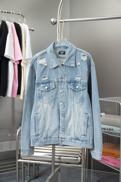 Ripped Denim Loose Jacket