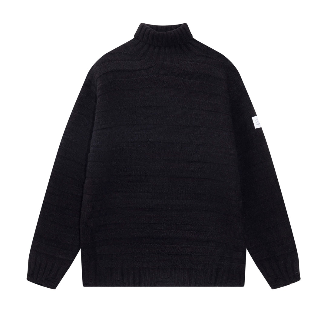 3D Knitted Turtleneck Ripped Knit Sweater