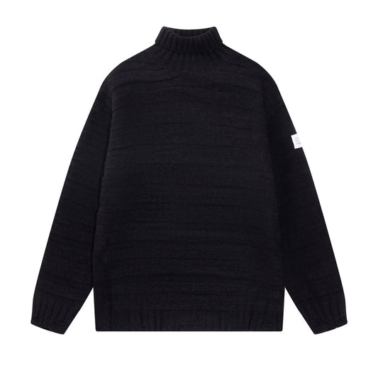 3D Knitted Turtleneck Ripped Knit Sweater