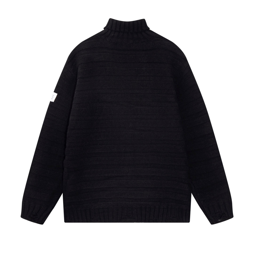 3D Knitted Turtleneck Ripped Knit Sweater