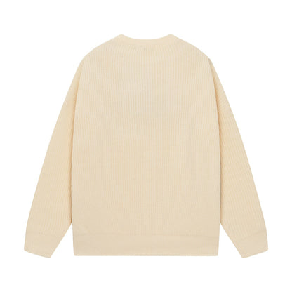 Classic patch lettering crew neck wool sweater